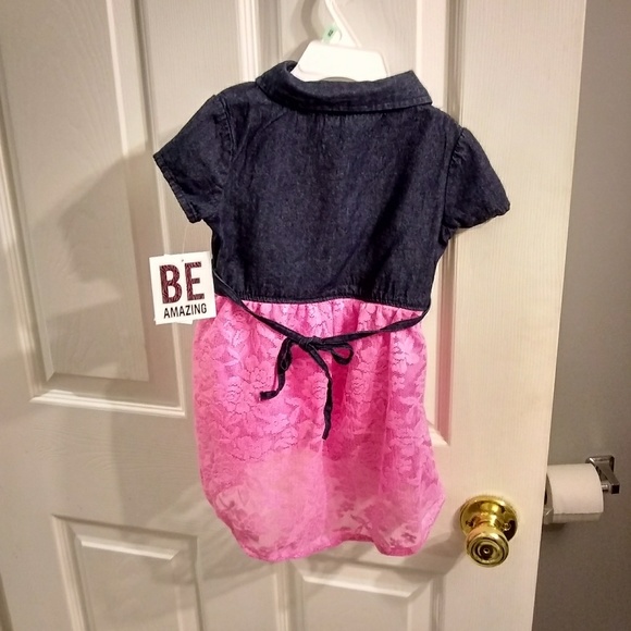 🎆5 for $25🎆NWT Pink House Denim & Lace Dress - Picture 2 of 3